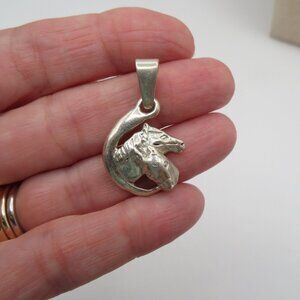 925 Sterling Silver Vintage Horse Mother and Child Pendant